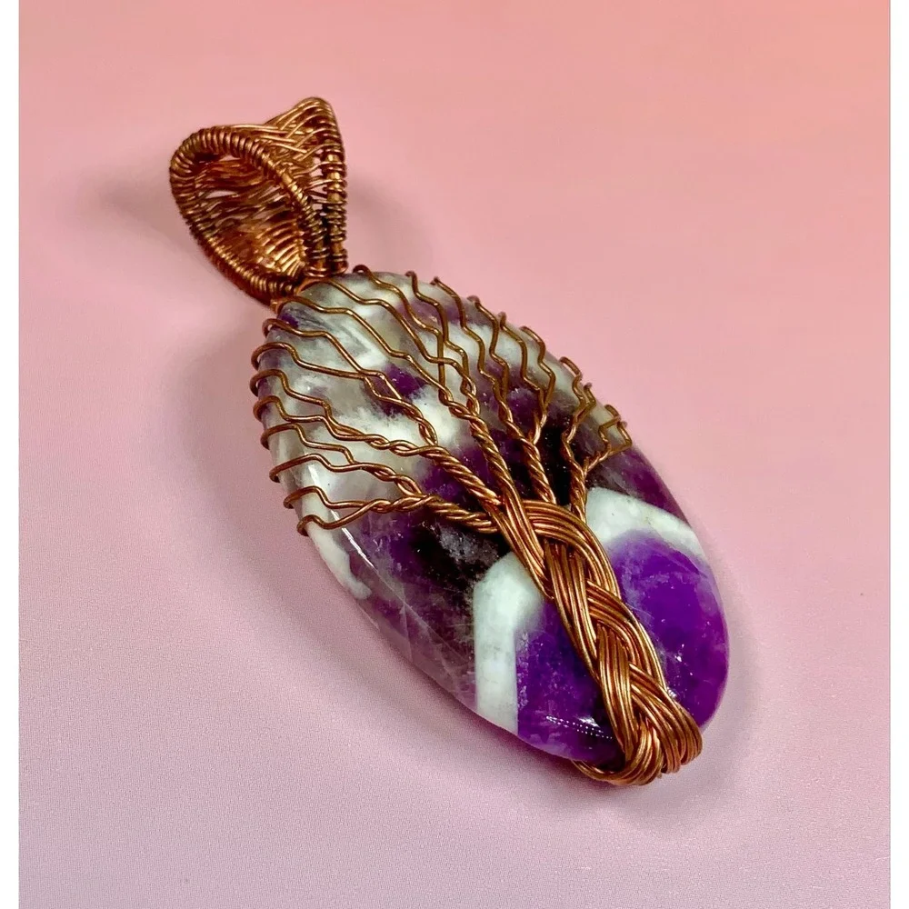 💜🌳 Chevron Amethyst Tree of Life Pendant 🌳💜